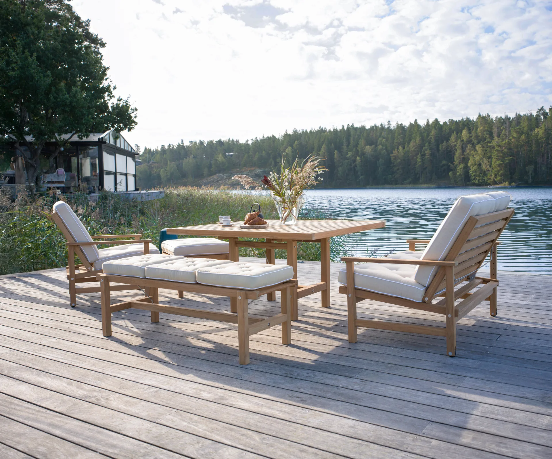 65 tavolo, Teak, 128x120x68 cm Fri Form