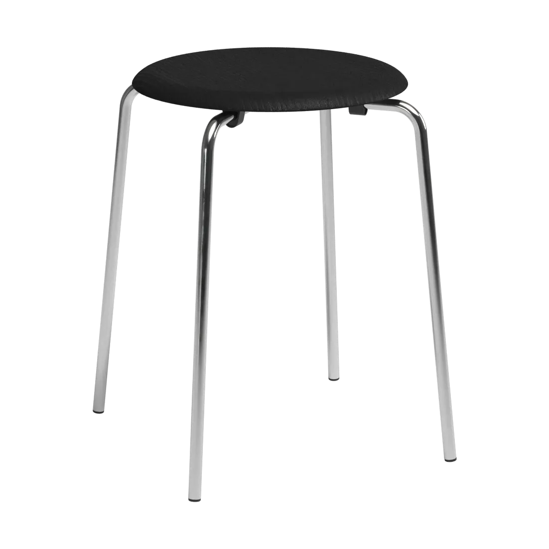 Dot sgabello rotondo, Frassino nero-cromo, Ø32,8x45,5 cm Fritz Hansen