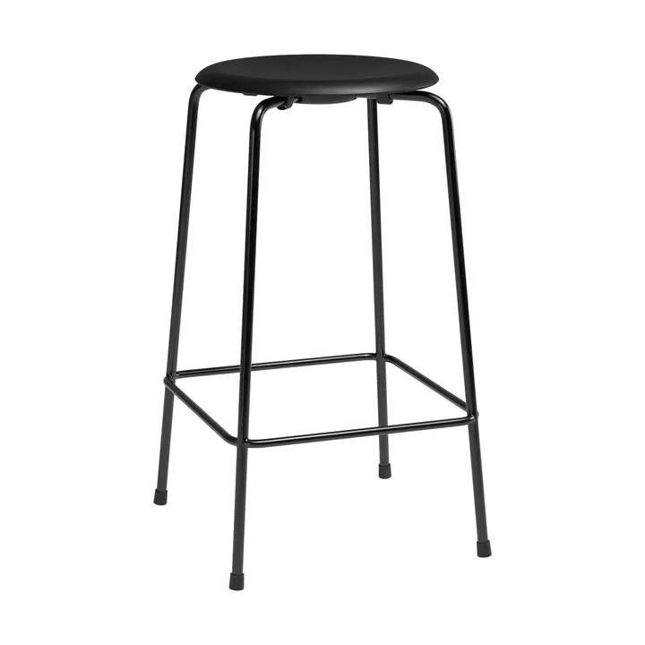 High Dot counter stool 4 gambe - Essential black pelle-nero acciaio - Fritz Hansen
