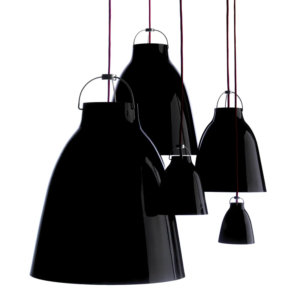 Lampadario Caravaggio 1, nero, cavo tessile nero  Fritz Hansen