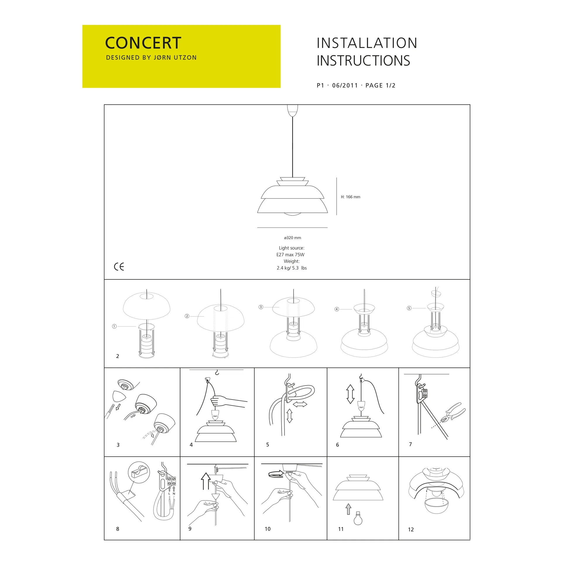Lampadario Concert bianco, P1 Fritz Hansen