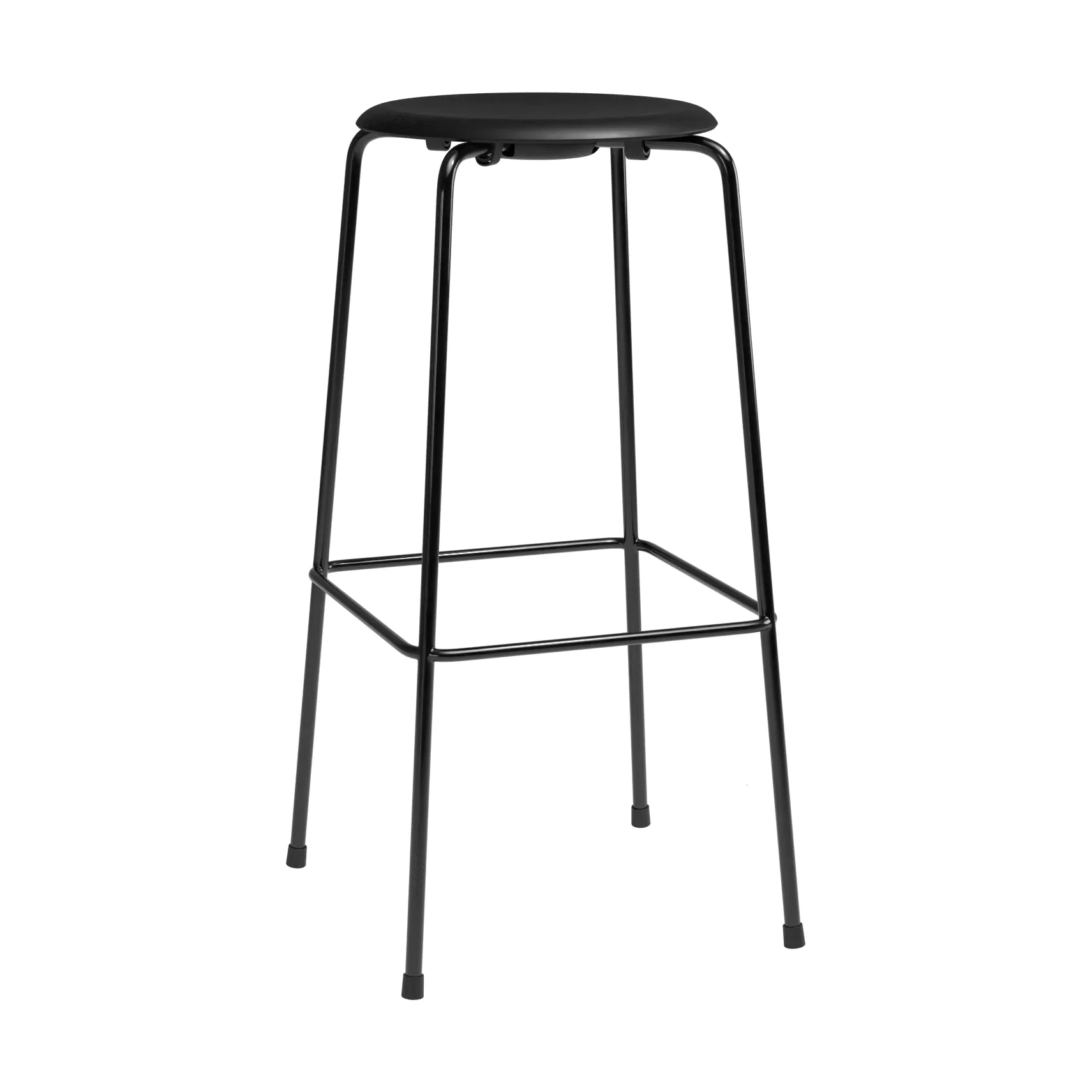 Sgabello da bar High Dot, Intense cuoio nero-acciaio nero Fritz Hansen