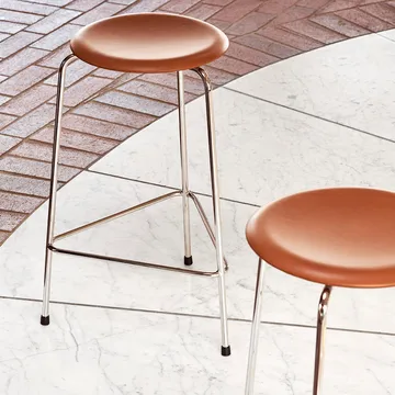 Sgabello in pelle High Dot - Wild leather walnut - Fritz Hansen