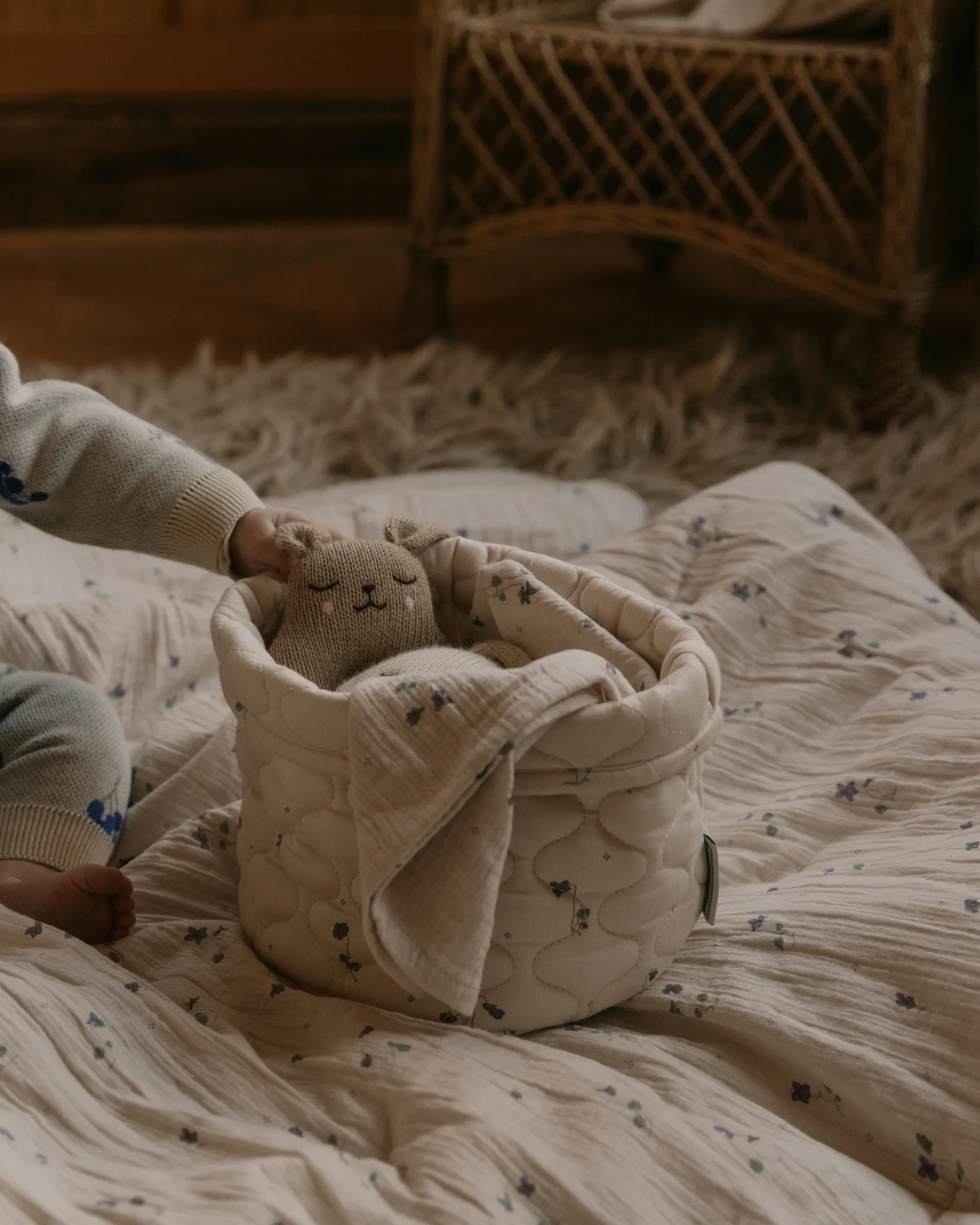 Cesta trapuntata Viola Satin 2 pezzi, 20xØ20 cm + 30xØ30 cm Garbo&Friends