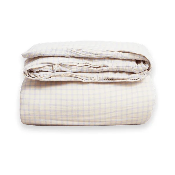 Copripiumino doppio in mussola Gingham Sky Blue - 240x220 cm - Garbo&Friends