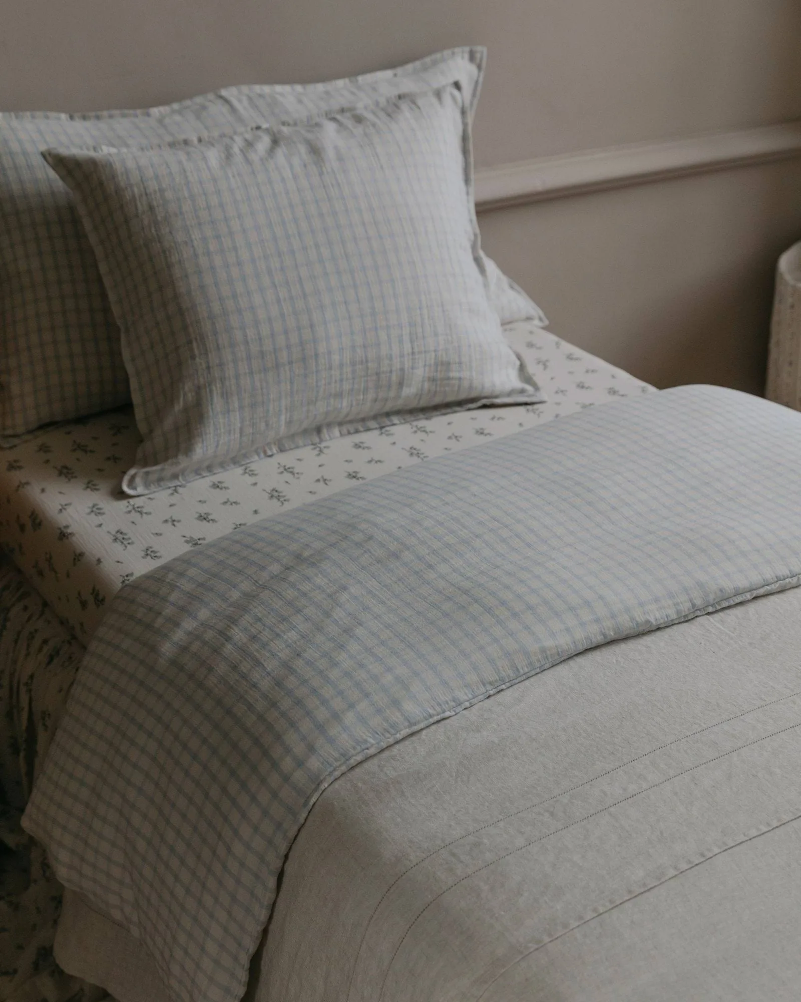 Gingham Sky Blue Muslin copripiumino, 150x210 cm Garbo&Friends