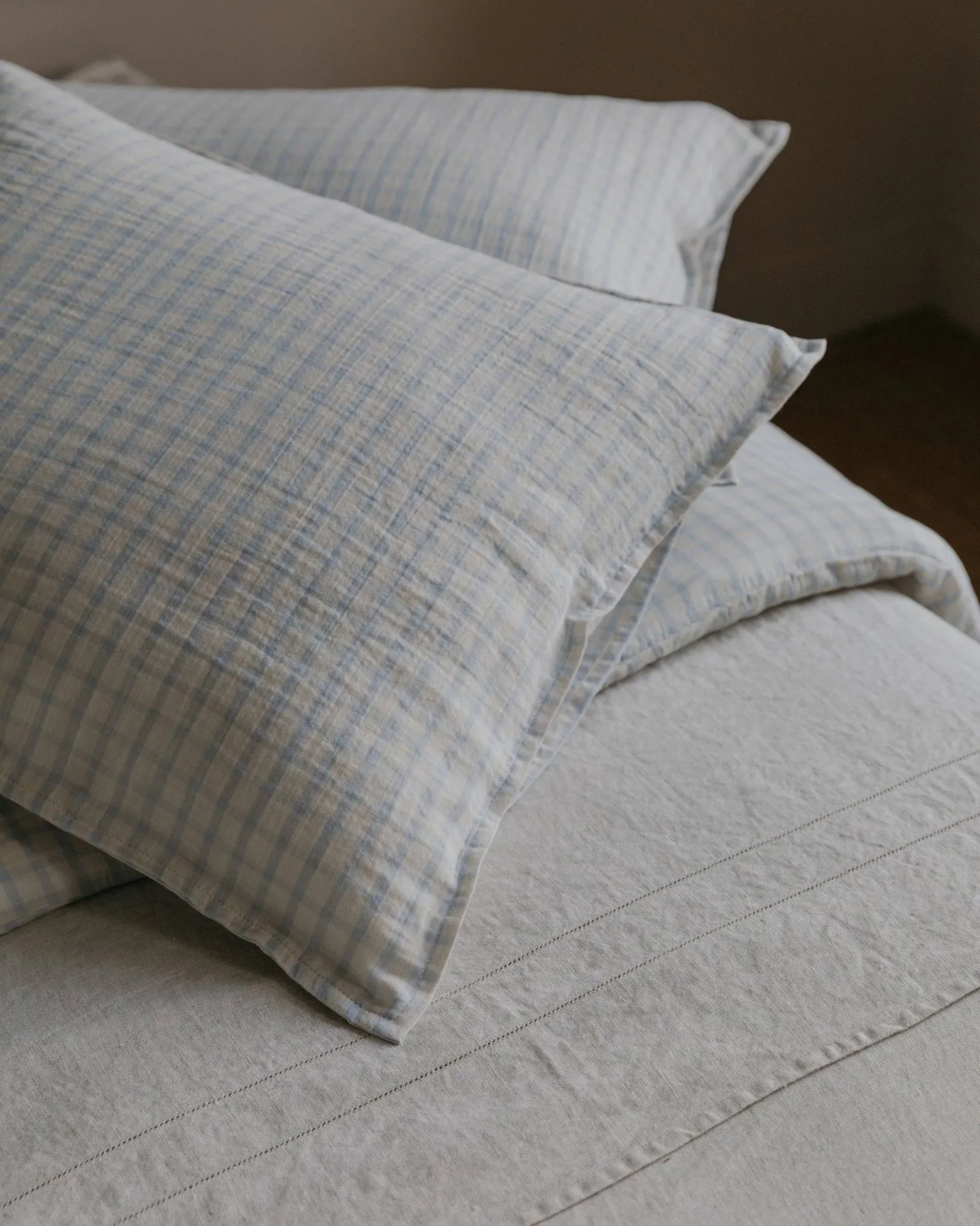 Gingham Sky Blue Muslin federa, Sky 80x80 cm Garbo&Friends