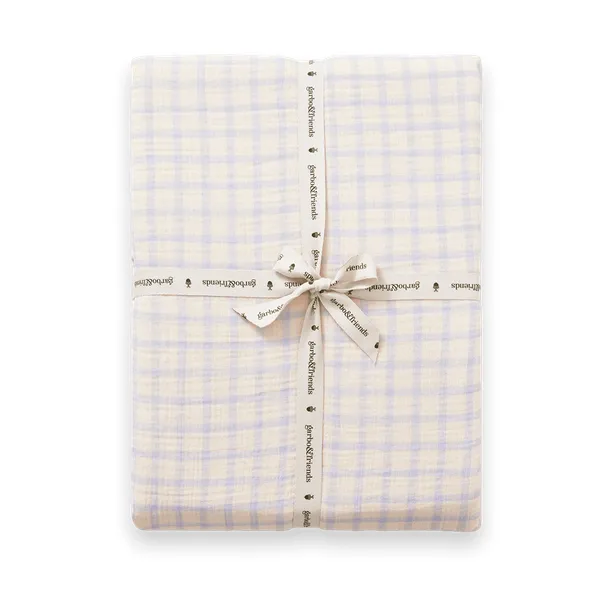 Lenzuolo con angoli in mussola Gingham Sky Blue, 180x200x30 cm Garbo&Friends