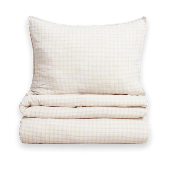 Set lenzuola in mussola Gingham Sky Blue, 150x210 cm/50x60 cm Garbo&Friends