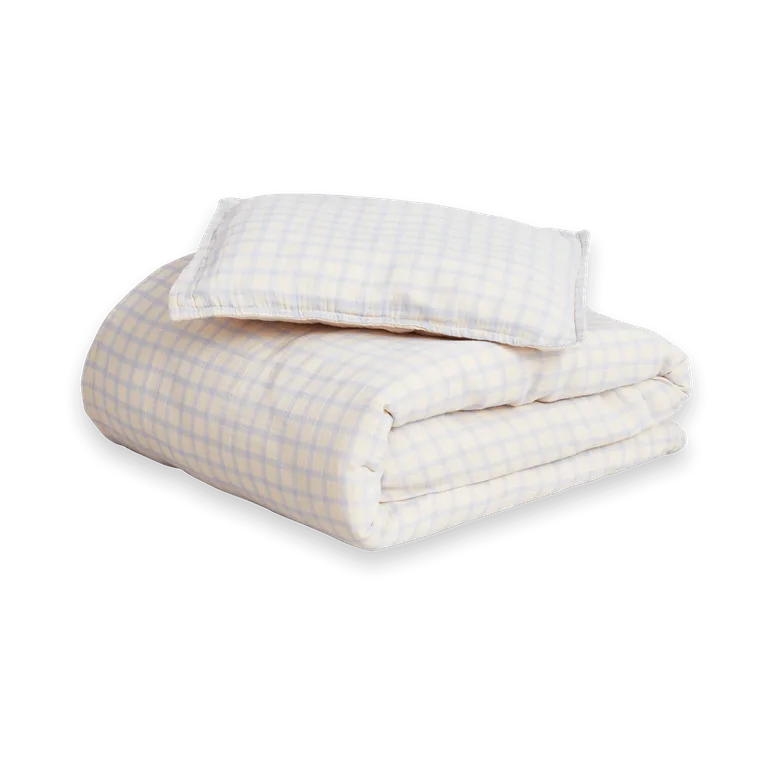 Set lenzuola in mussola per bebè Gingham Sky Blue, 70x80 cm/28x35 cm Garbo&Friends