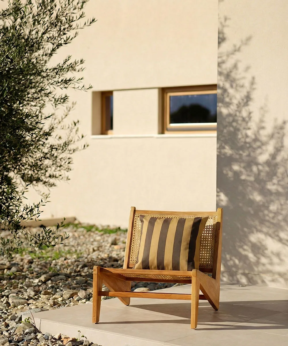 Garden Glory cuscino a righe, Giallo zafferano-marrone, 50x50 cm Garden Glory