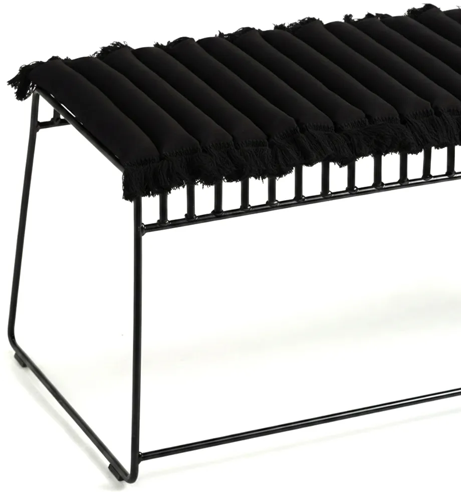 Garden Glory cuscino con frange, Nero, frangia nera, 38x120 cm Garden Glory