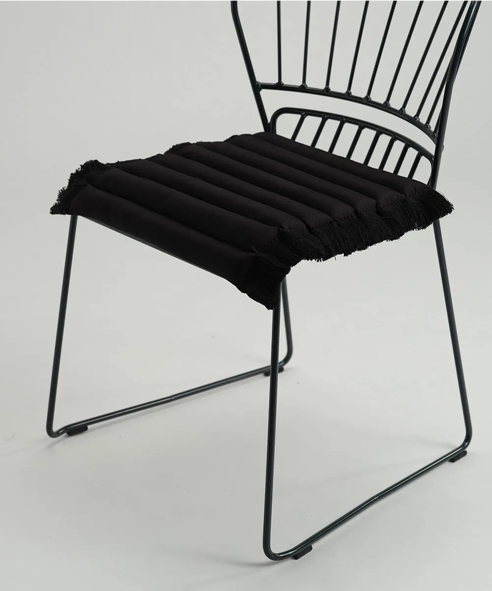 Garden Glory cuscino con frange, Nero, frangia nera, 38x40 cm Garden Glory