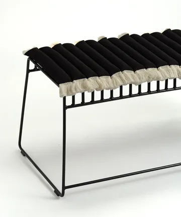 Garden Glory cuscino con frange - Nero, frangia offwhite, 38x120 cm - Garden Glory