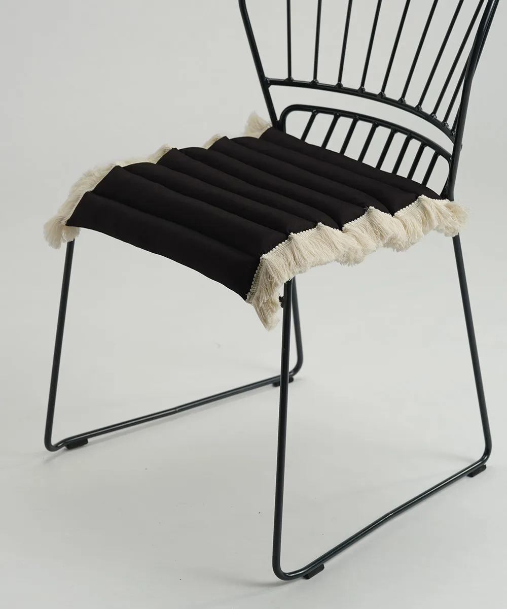 Garden Glory cuscino con frange, Nero, frangia offwhite, 38x40 cm Garden Glory