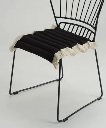 Garden Glory cuscino con frange - Nero, frangia offwhite, 38x40 cm - Garden Glory