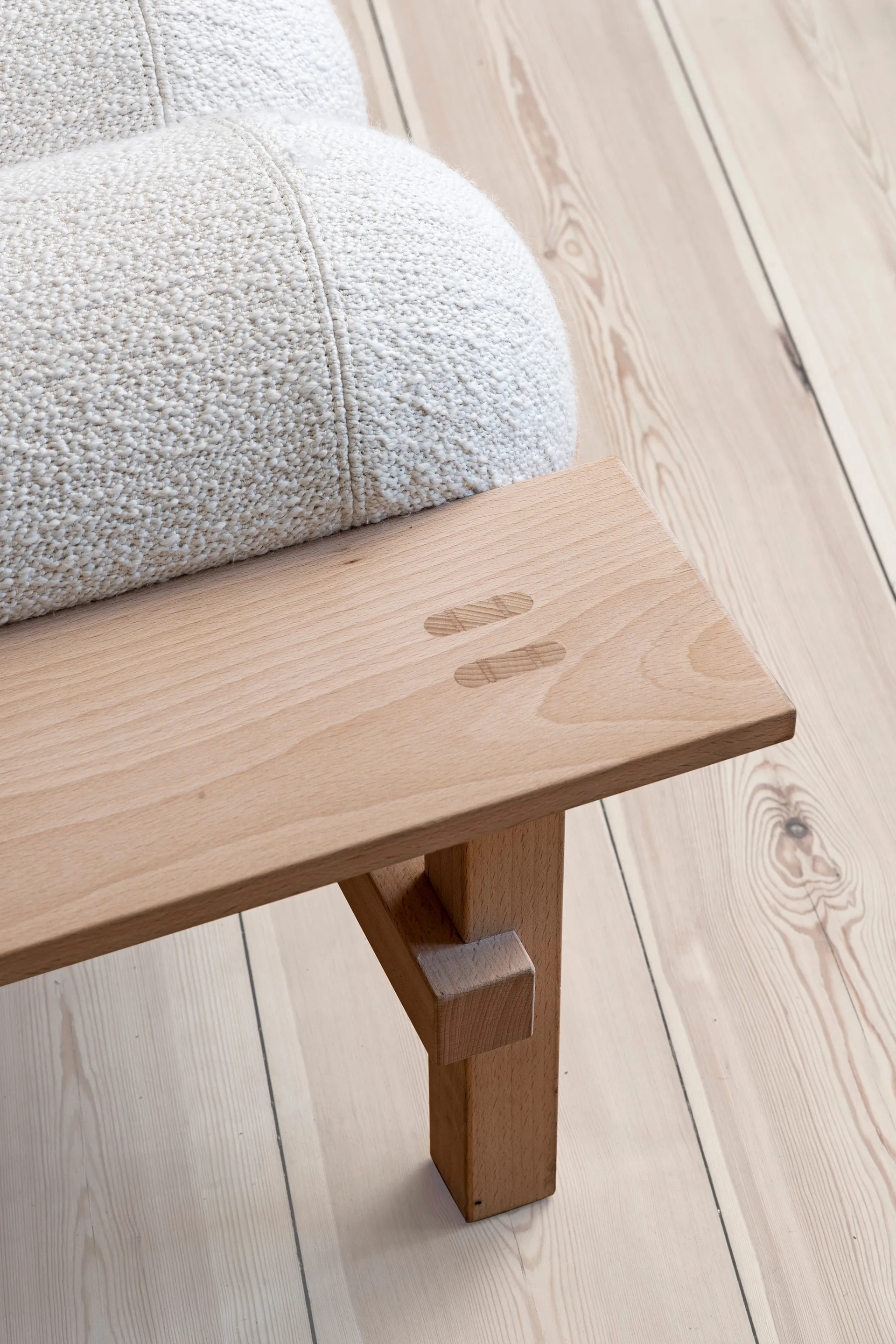 Divano letto Dag, Faggio-Barnum bouclé 01 Off white Gärsnäs