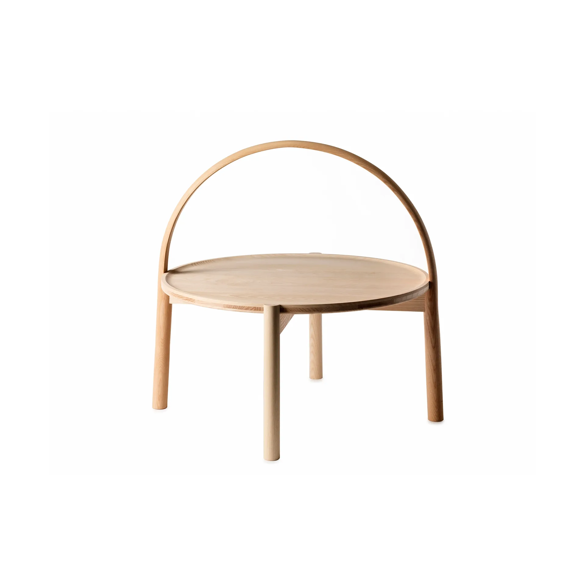 Tavolino da salotto Elna, Frassino-bianco-Ø60 cm m. con staffa Gärsnäs