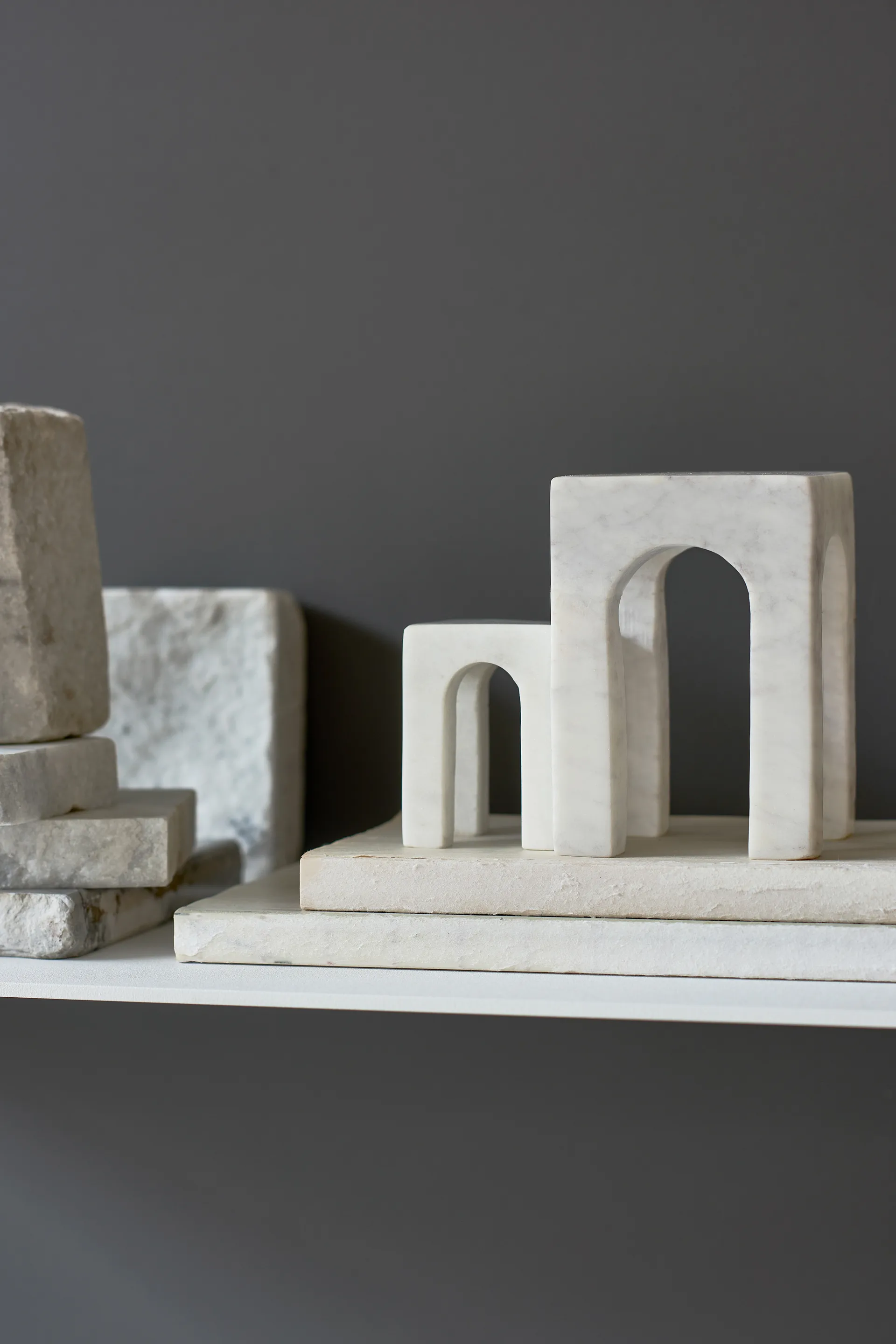 Fermalibro Arkis 3 pezzi, Bianco Gejst