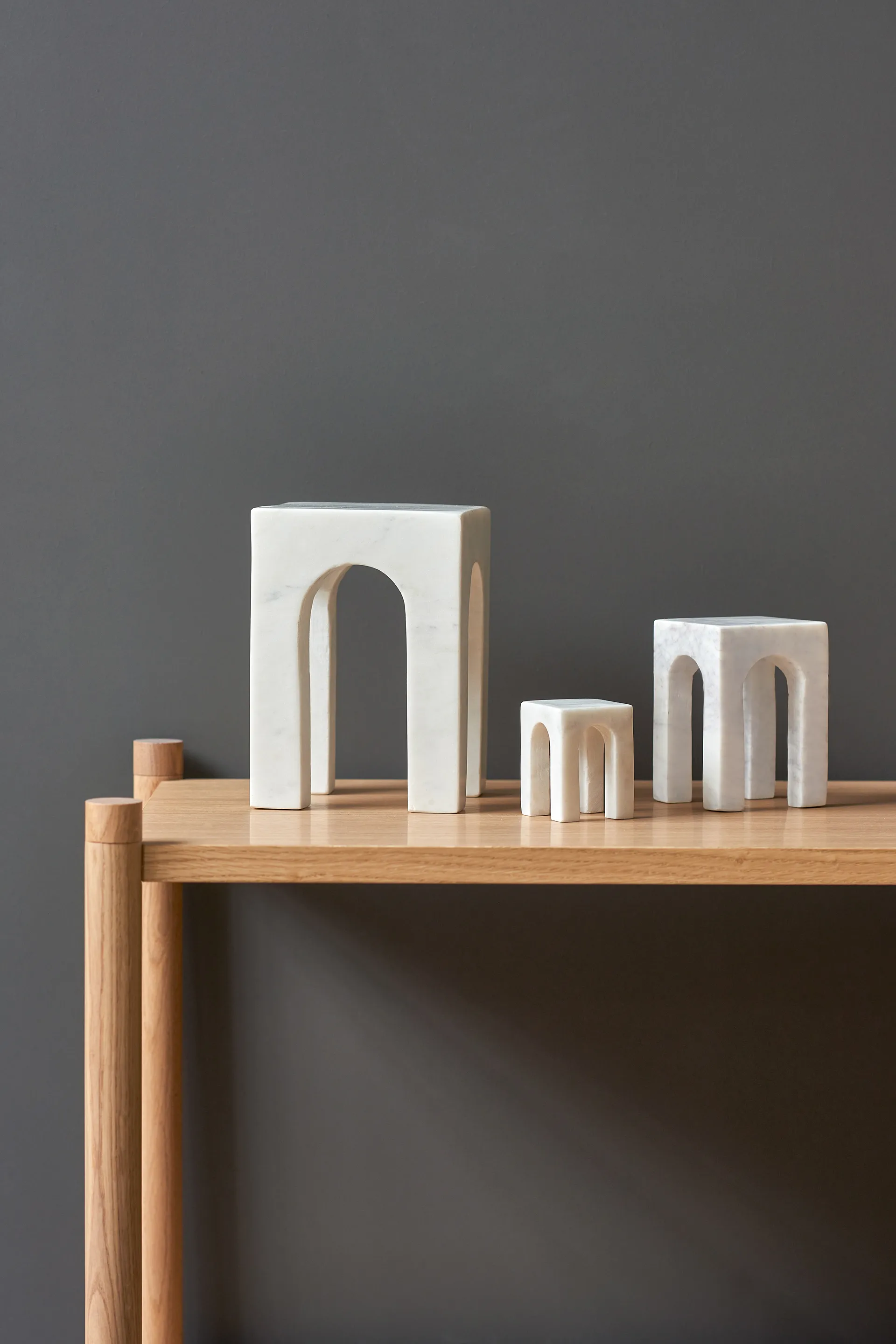 Fermalibro Arkis 3 pezzi, Bianco Gejst