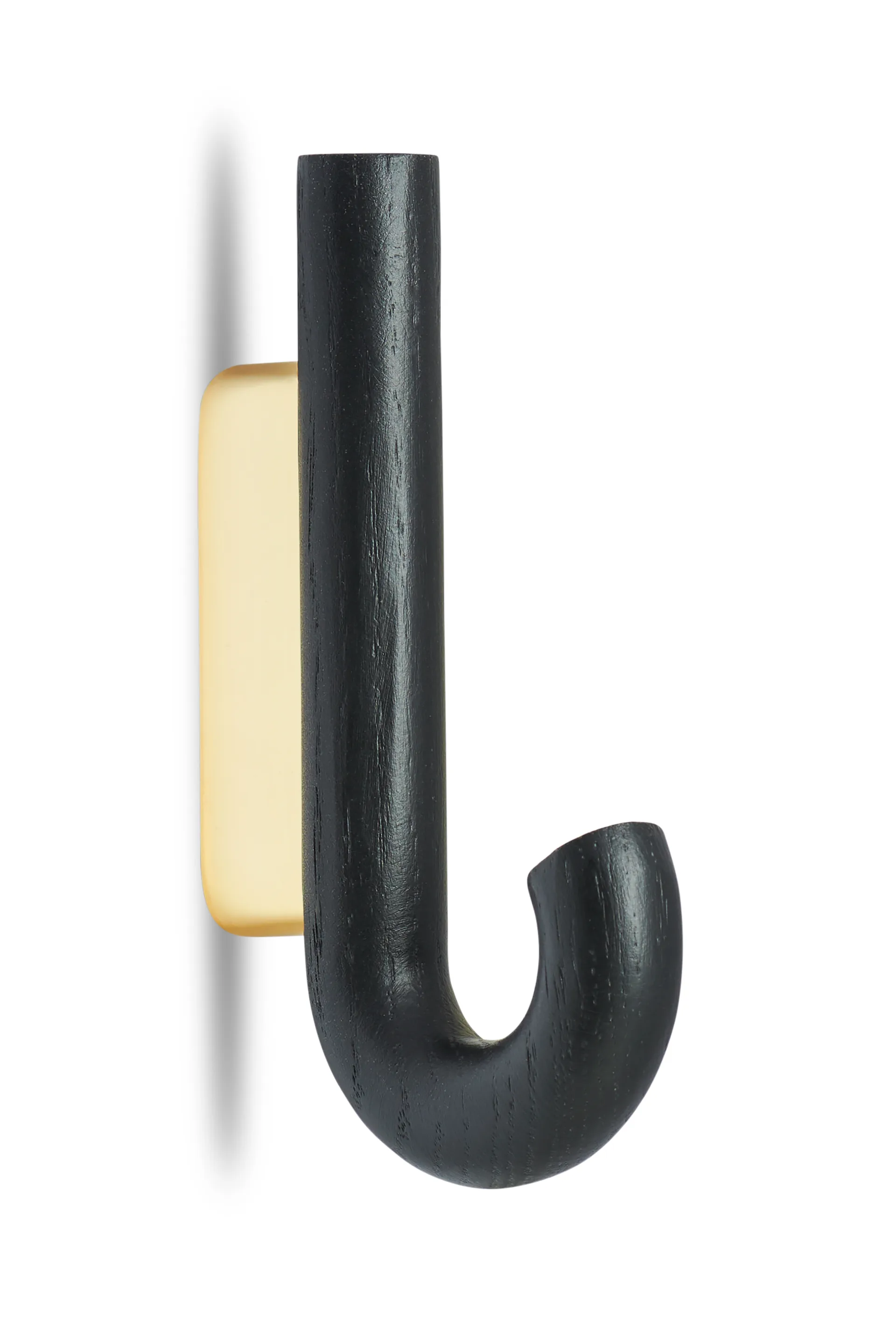Gancio Hook mini, 13,3 cm, Rovere nero, ottone Gejst
