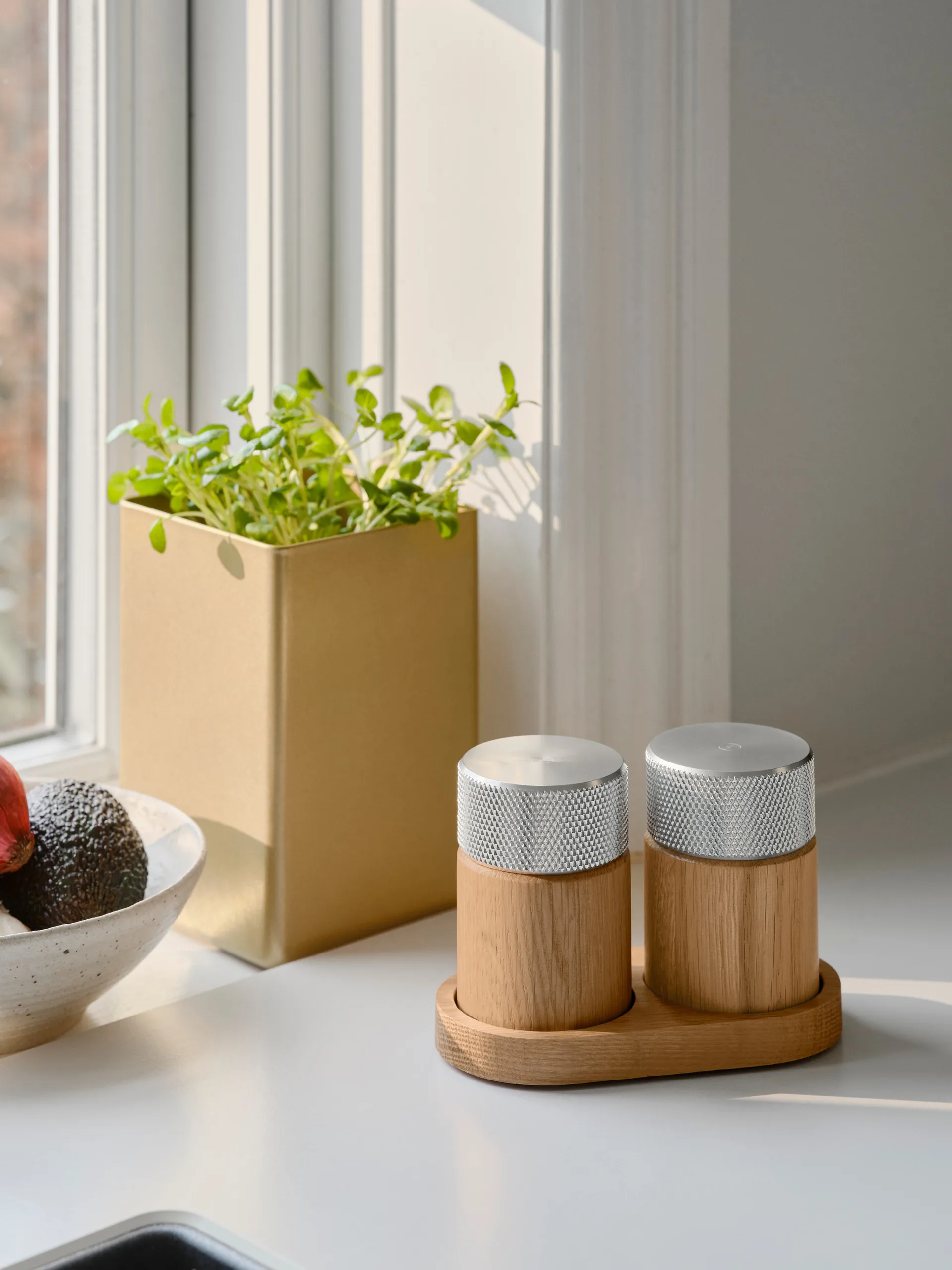 Macina sale e pepe Sina 6 cm, Quercia-acciaio Gejst