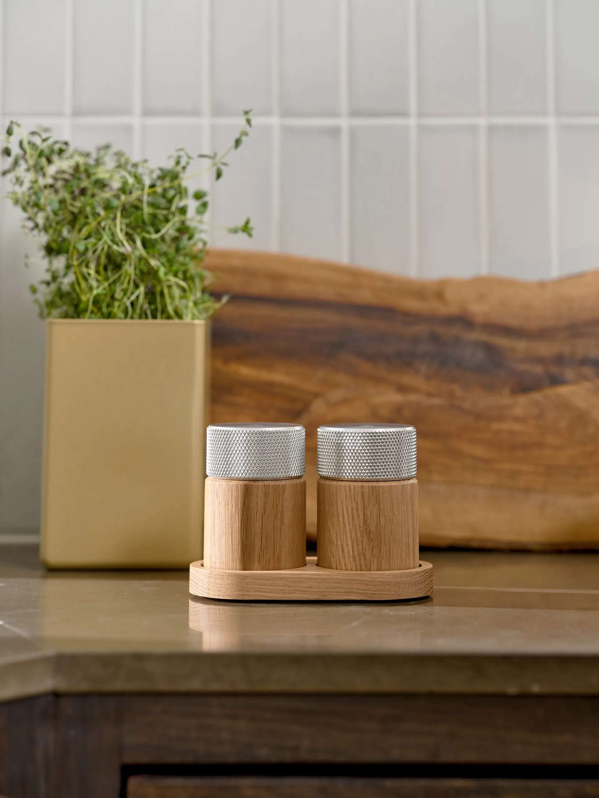 Macina sale e pepe Sina 6 cm, Quercia-acciaio Gejst