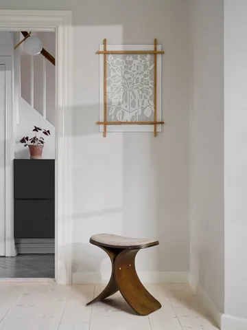 Sgabello Luno 48×28×72 cm - Rovere scuro-tessuto beige scuro - Gejst