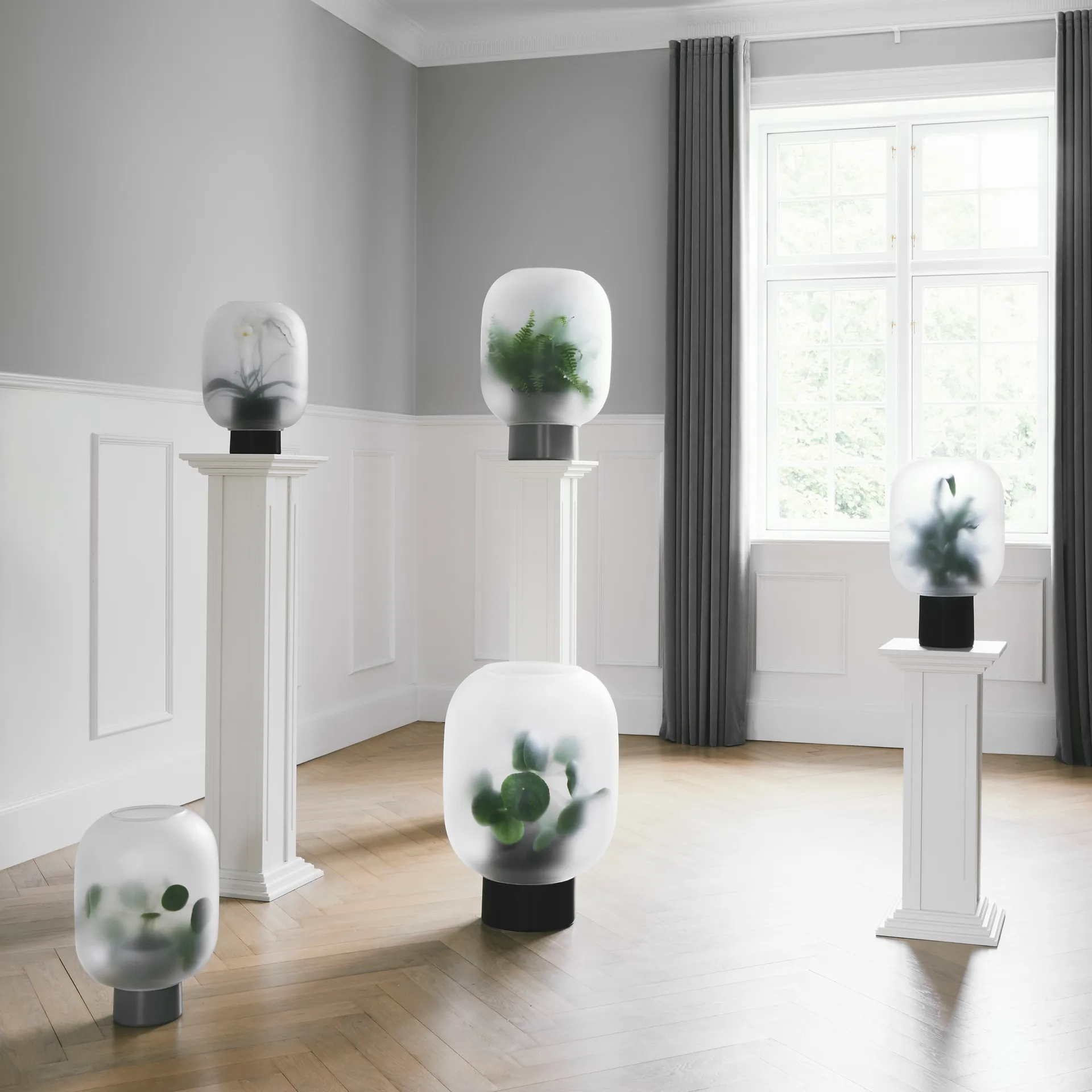 Vaso da fiori con vetro satinato Nebl mega Ø 25 cm, grigio Gejst