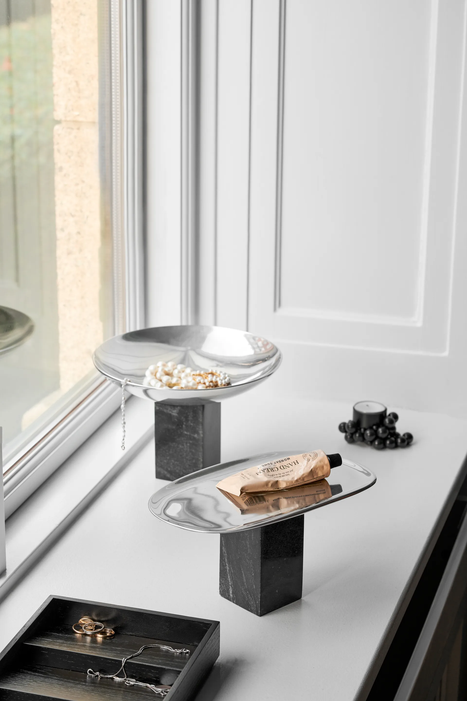 Vassoio ciotola Sapoto 15x25 cm, Argento Gejst