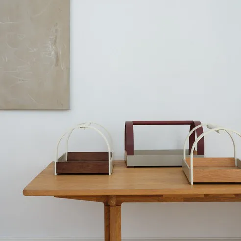 Vassoio con manici Kydo 40,5×27×23,5 cm, Quercia-beige white Gejst