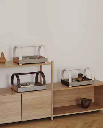 Vassoio con manici Kydo 40,5×27×23,5 cm - Rovere scuro-beige white - Gejst