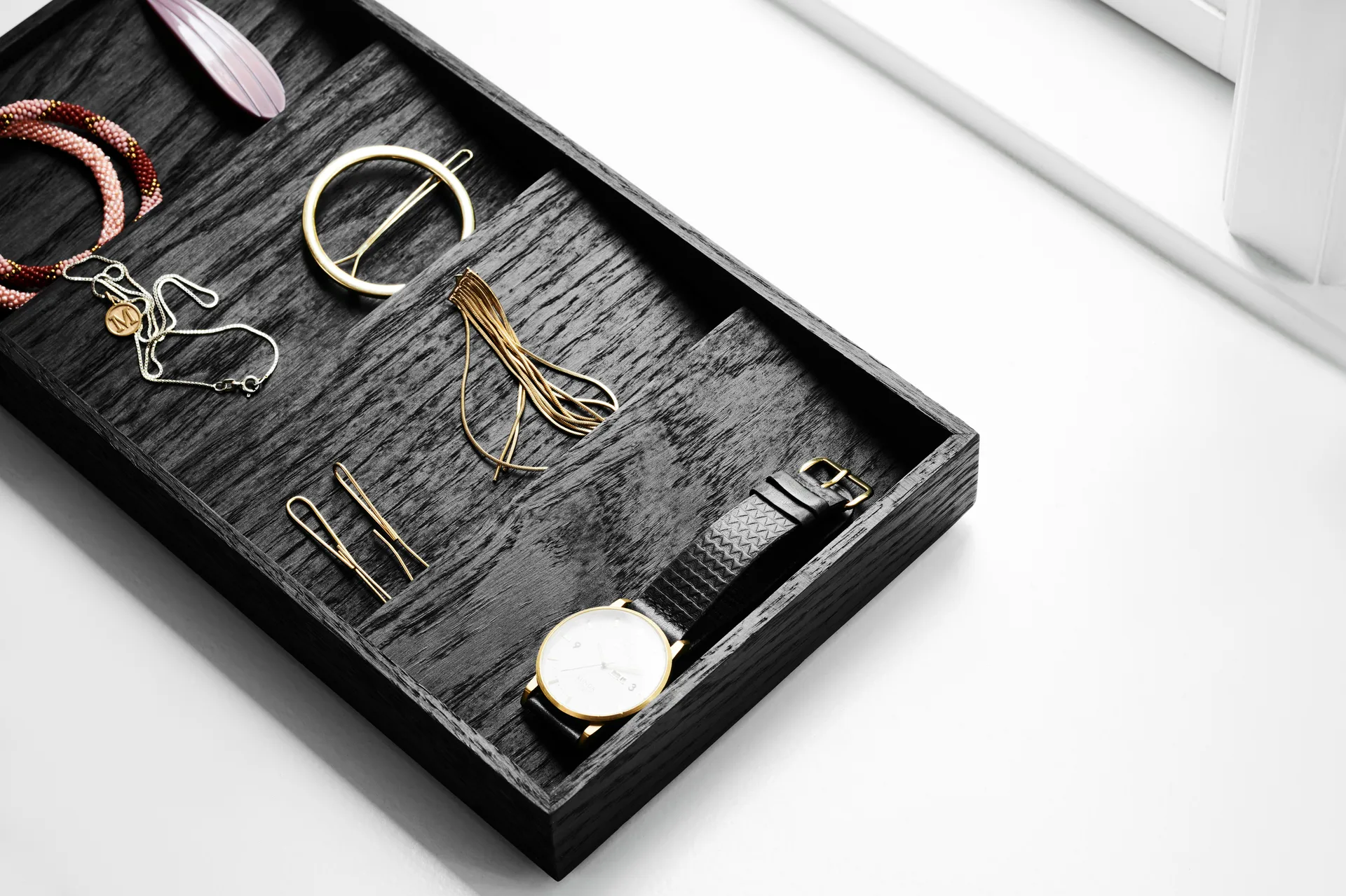 Vassoio portaoggetti Duune 4, Nero Gejst