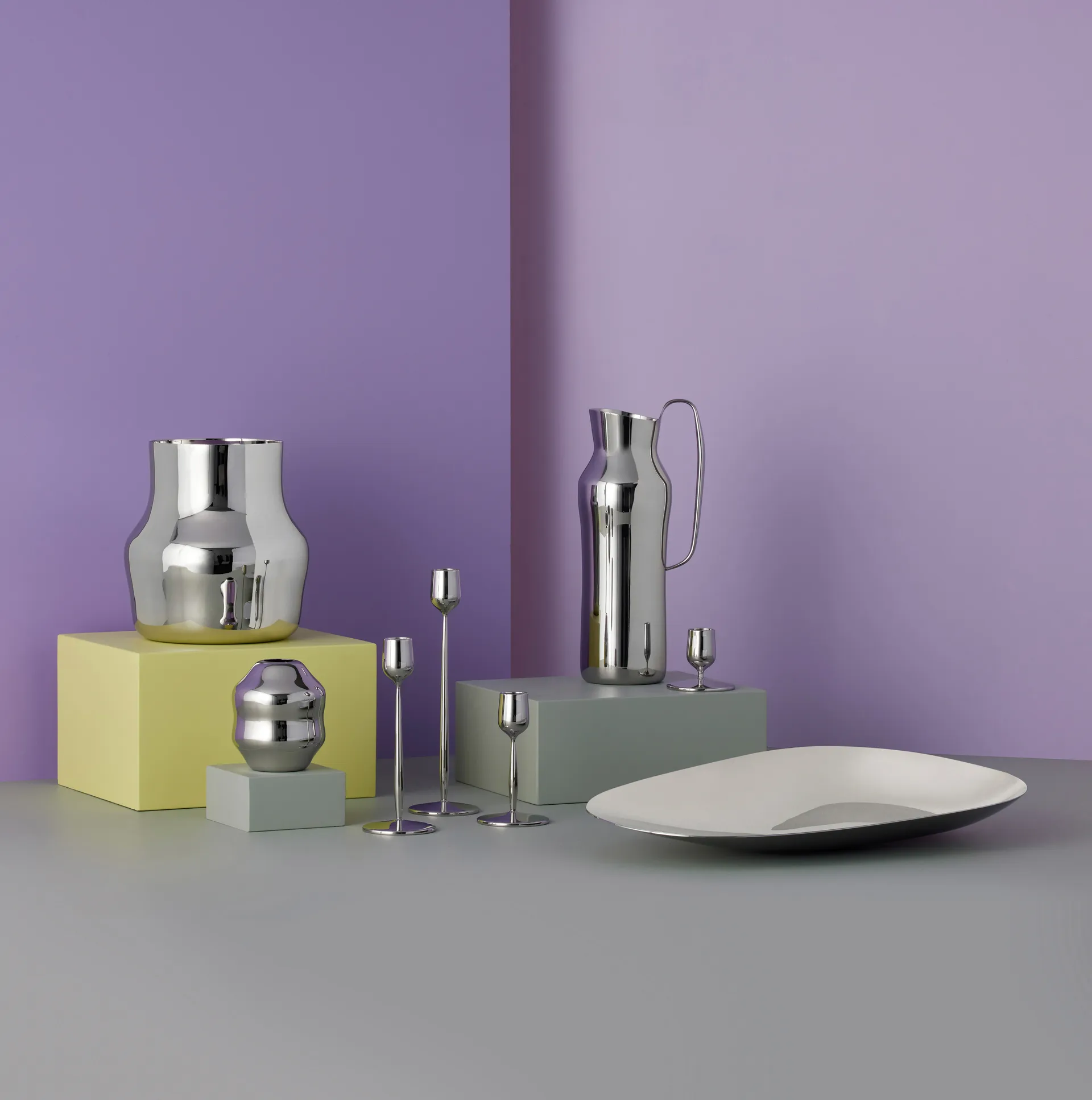 Portacandela Dorotea 12 cm, Acciaio lucido Gense