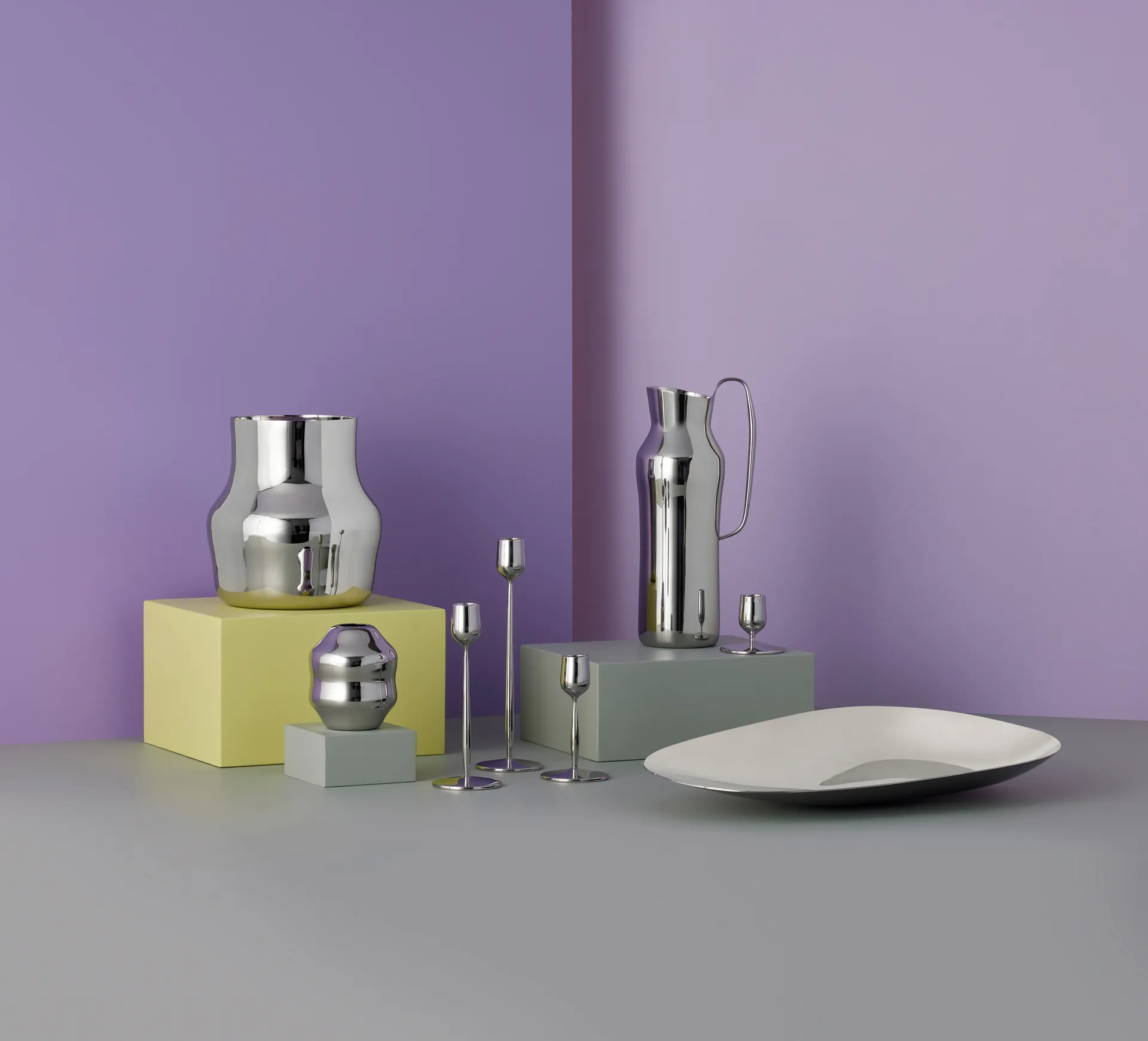 Portacandela Dorotea 18 cm, Acciaio lucido Gense