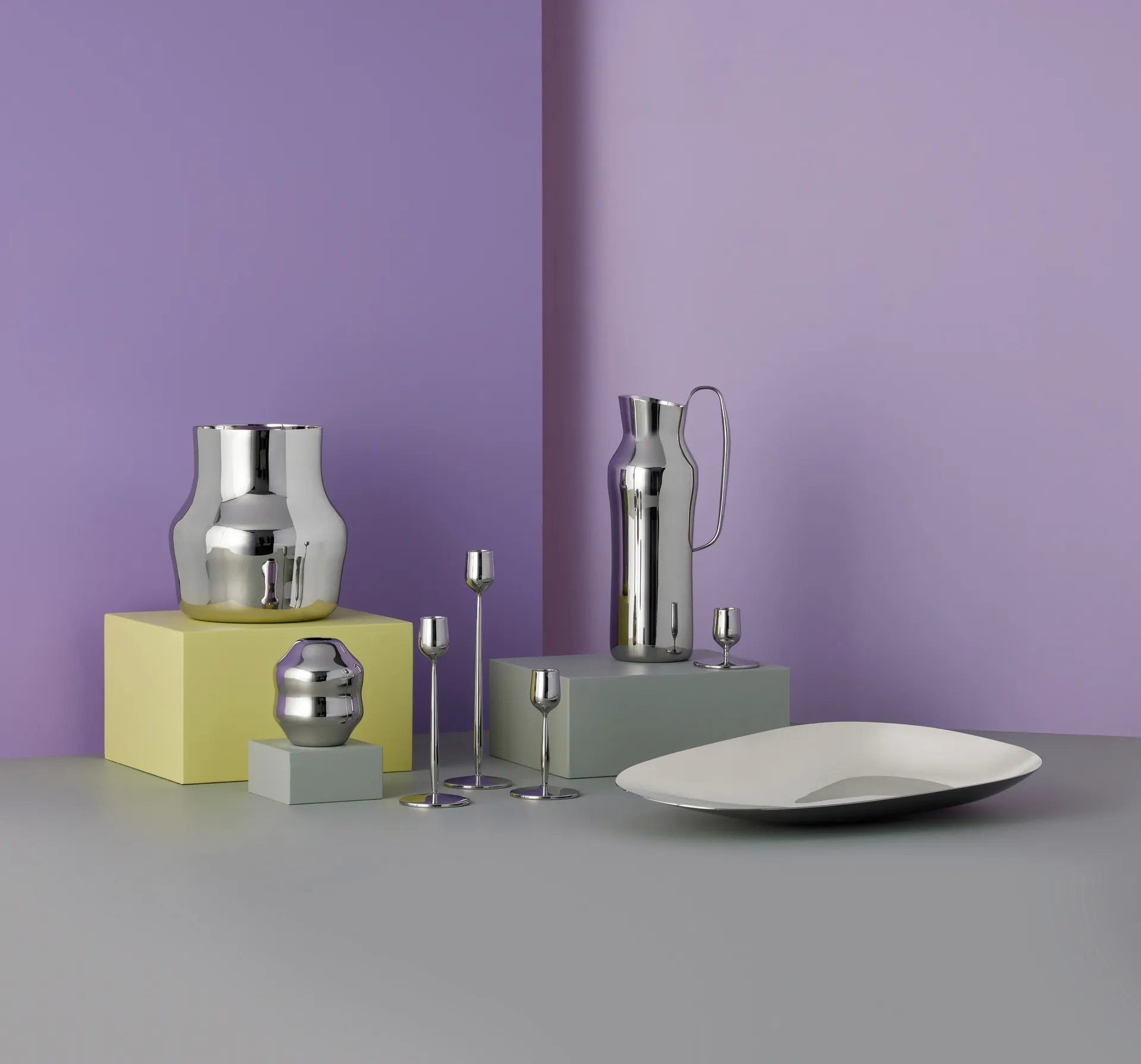 Portacandela Dorotea 5,5 cm, Acciaio lucido Gense