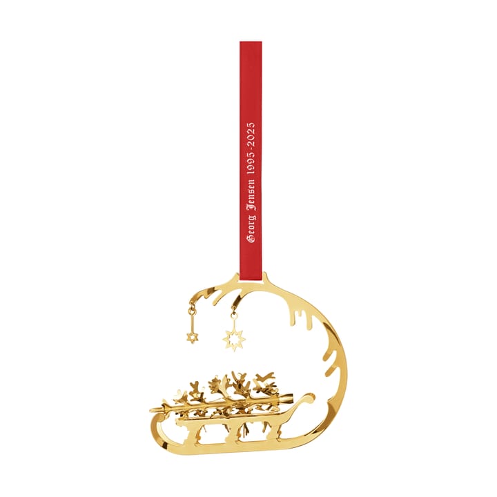 Addobbo di Natale 1995/2025 con albero di Natale e slitta - Ottone placcato oro - Georg Jensen
