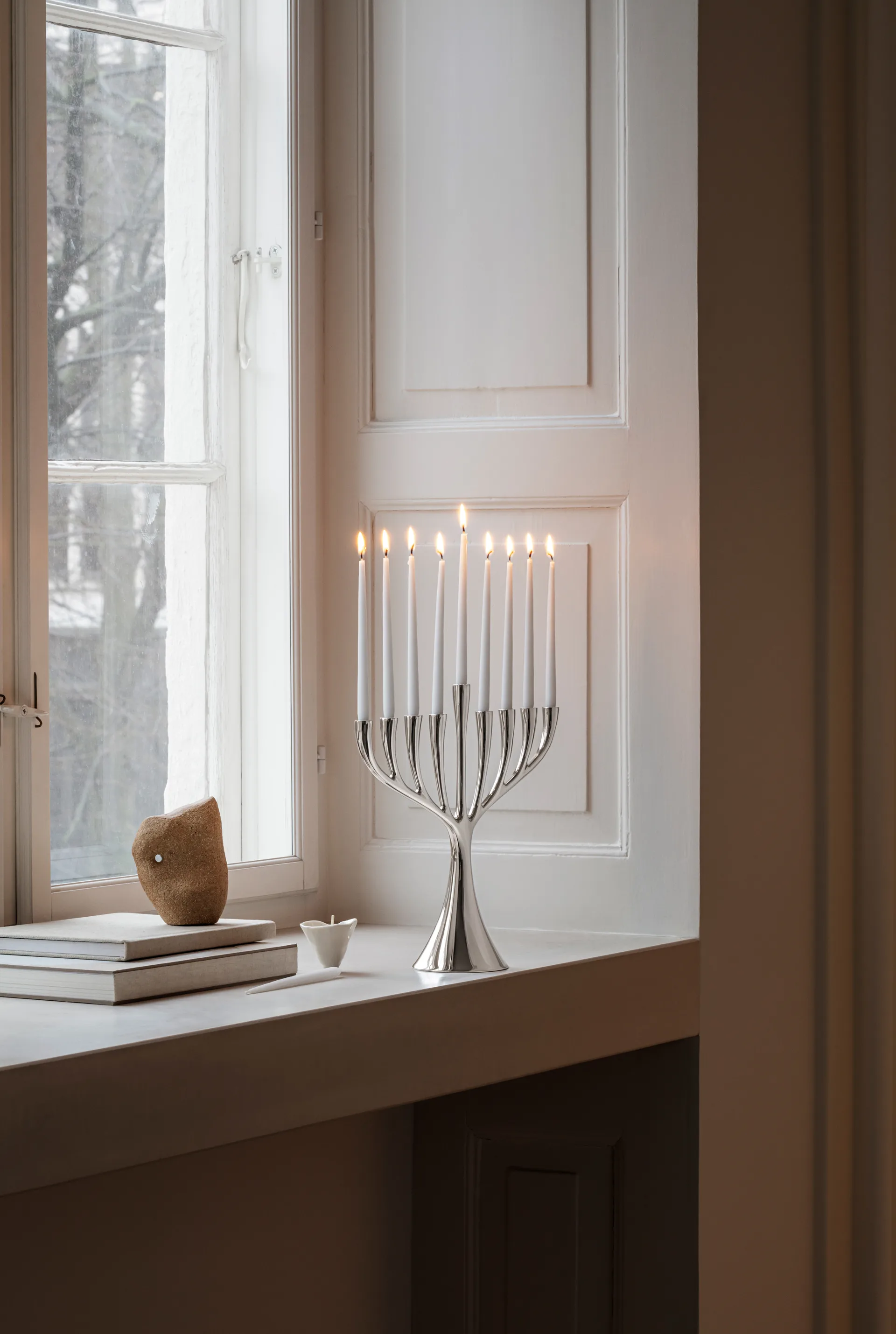Candela Hanukkah Cobra, confezione da 18, Bianco Georg Jensen