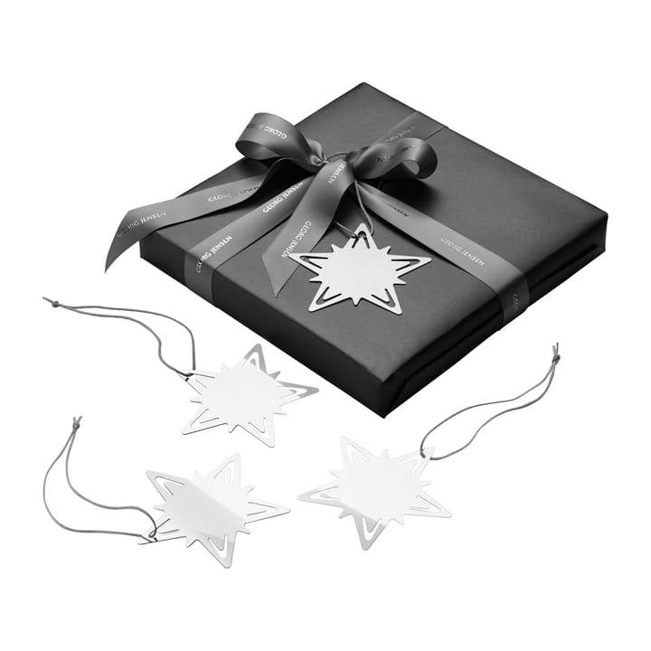 Decorazione natalizia Classic christmas a forma di stella per candela, confezione da 4, Silver Georg Jensen