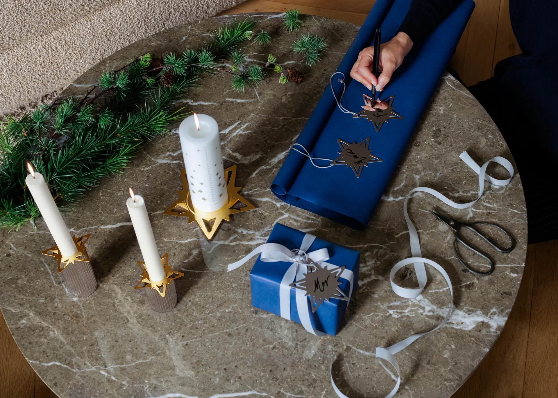 Decorazione natalizia Classic christmas a forma di stella per candela, confezione da 4, Silver Georg Jensen