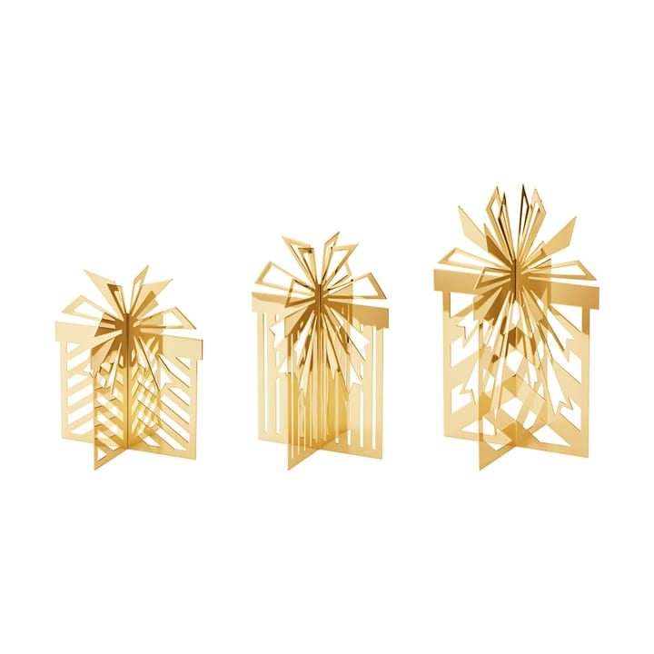 Decorazione natalizia da tavolo 2025, regalo di Natale 3 pezzi - Acciaio inossidabile placcato in oro - Georg Jensen