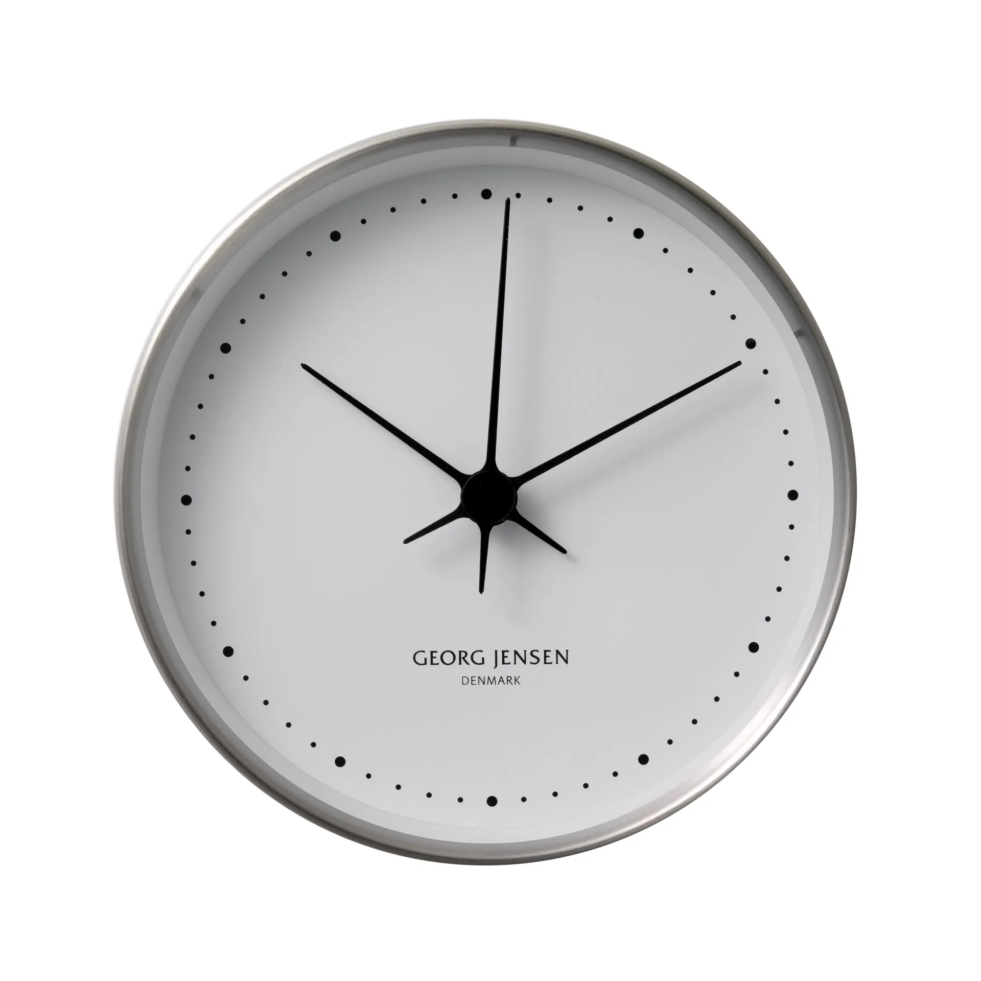 Orologio da parete Koppel bianco-acciaio inox, Ø 10 cm Georg Jensen