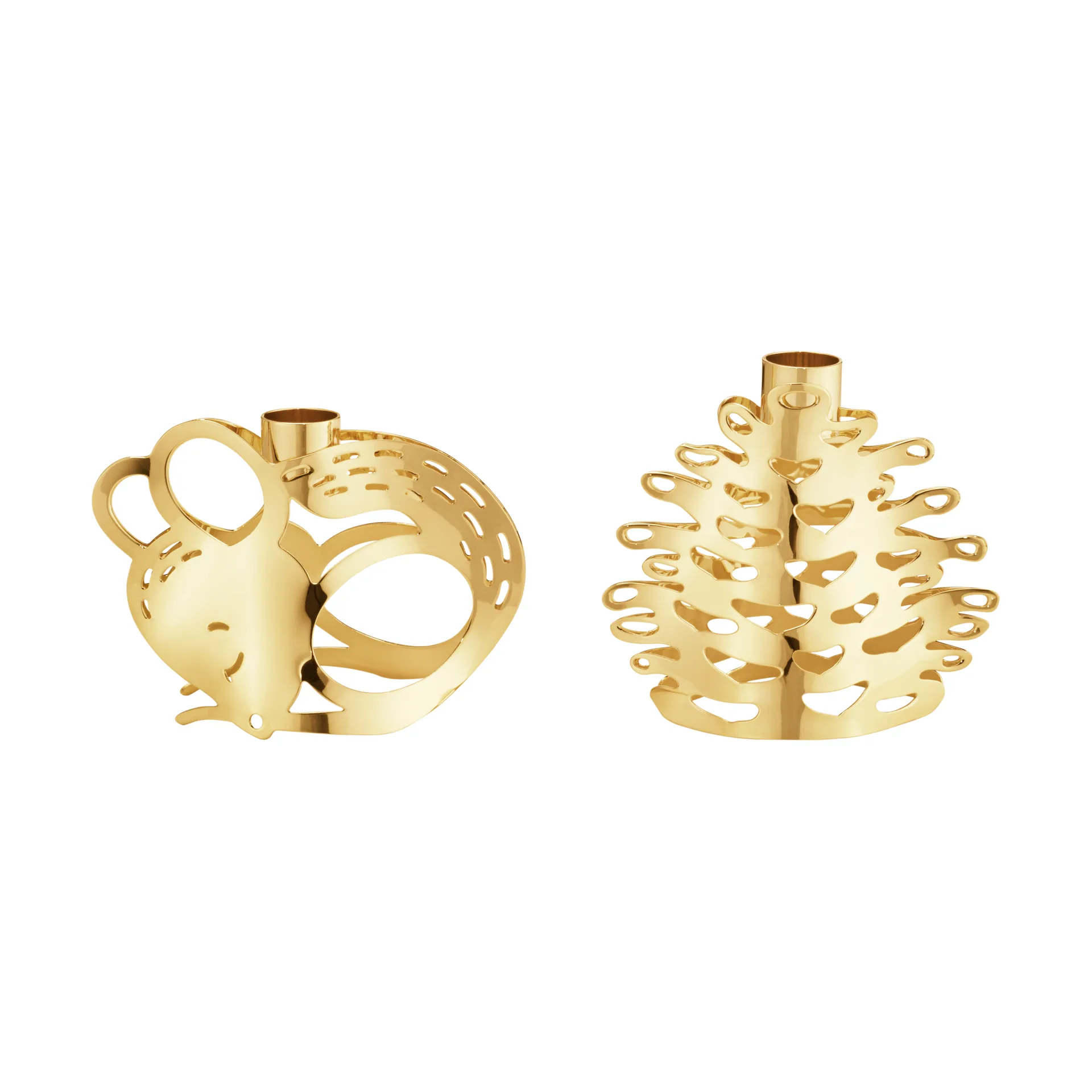 Portacandele 2023, 2 pezzi, Placcato oro Georg Jensen