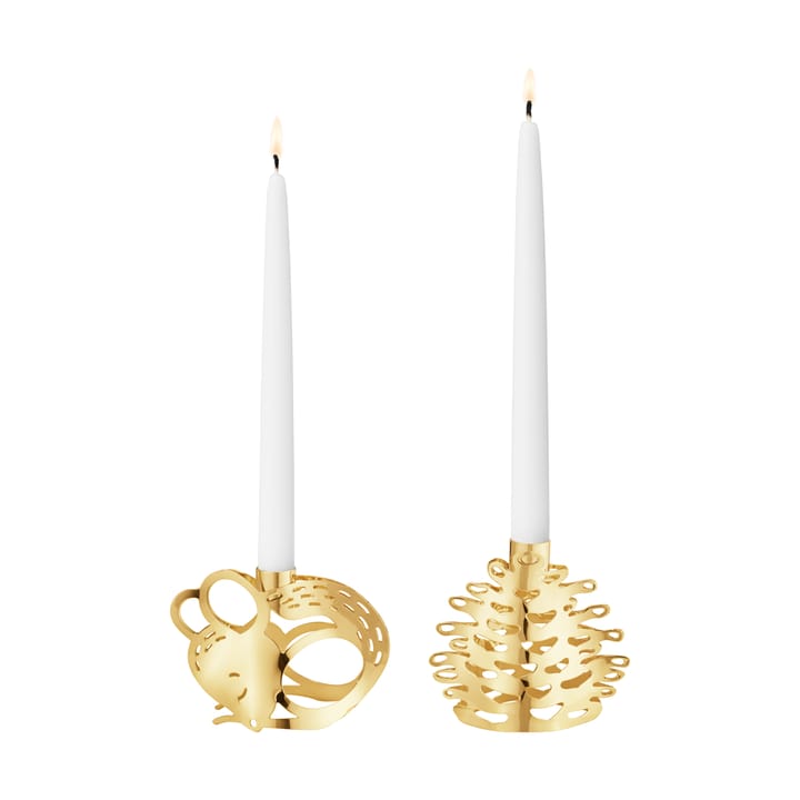 Portacandele 2023, 2 pezzi, Placcato oro Georg Jensen