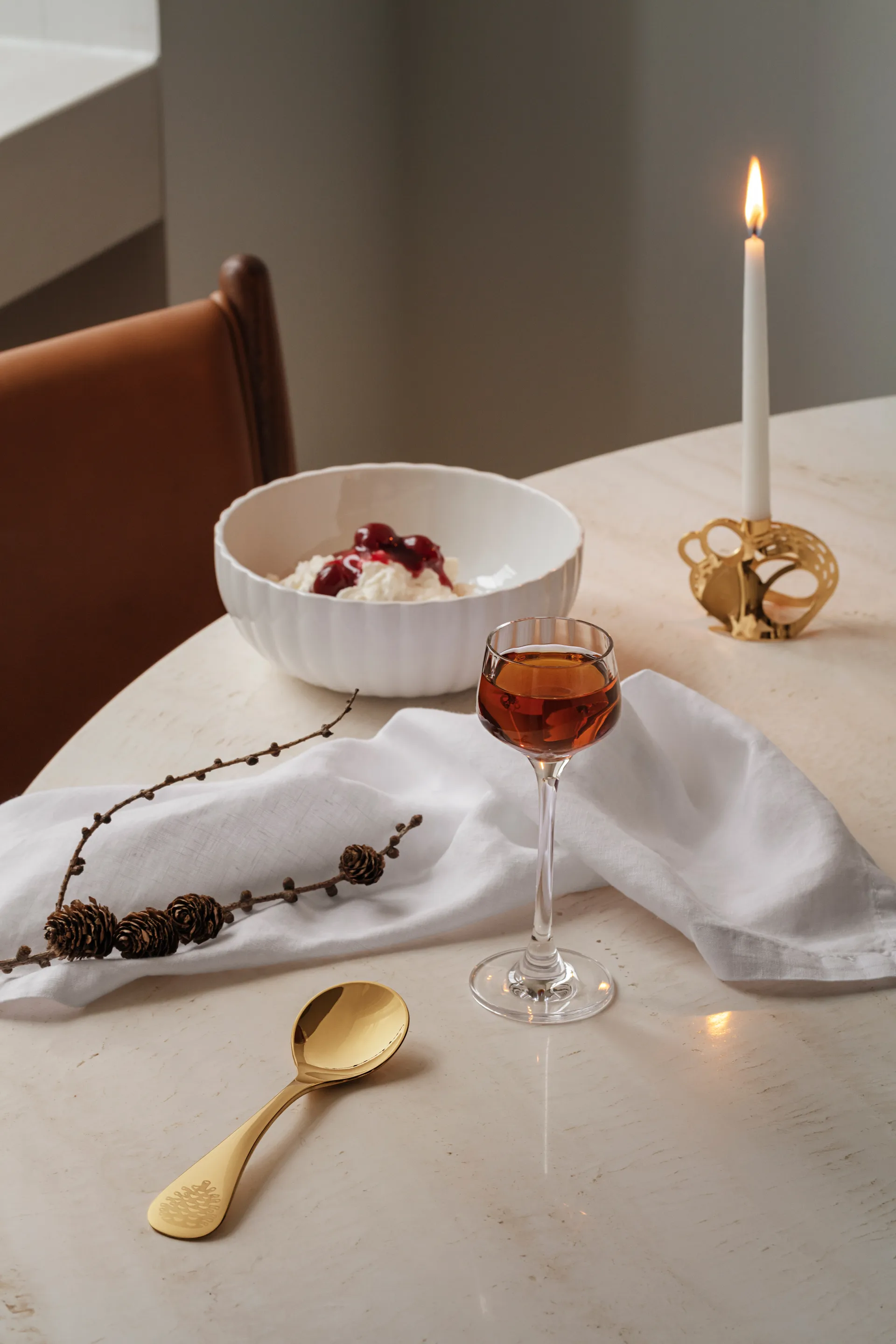 Portacandele 2023, 2 pezzi, Placcato oro Georg Jensen