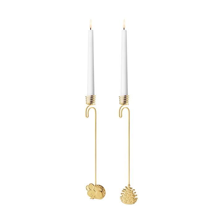 Portacandele natalizio 2023 con sospensione, 2 pezzi, Placcato oro Georg Jensen