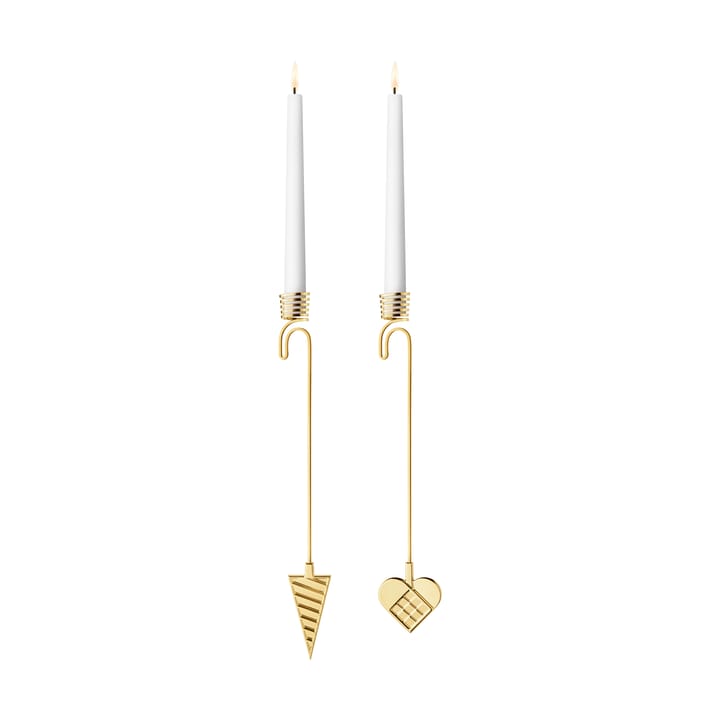 Portacandele per albero di Natale 2025 cono & cuore - Lega di zinco placcata oro - Georg Jensen