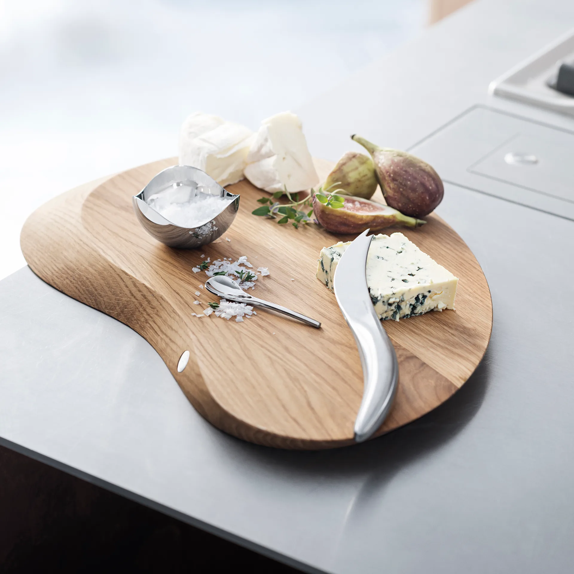 Saliera con cucchiaio Bloom , acciaio inossidabile Georg Jensen