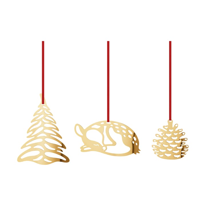Set decorazioni natalizie, anno 2023, 3 pezzi, Laminato in oro Georg Jensen