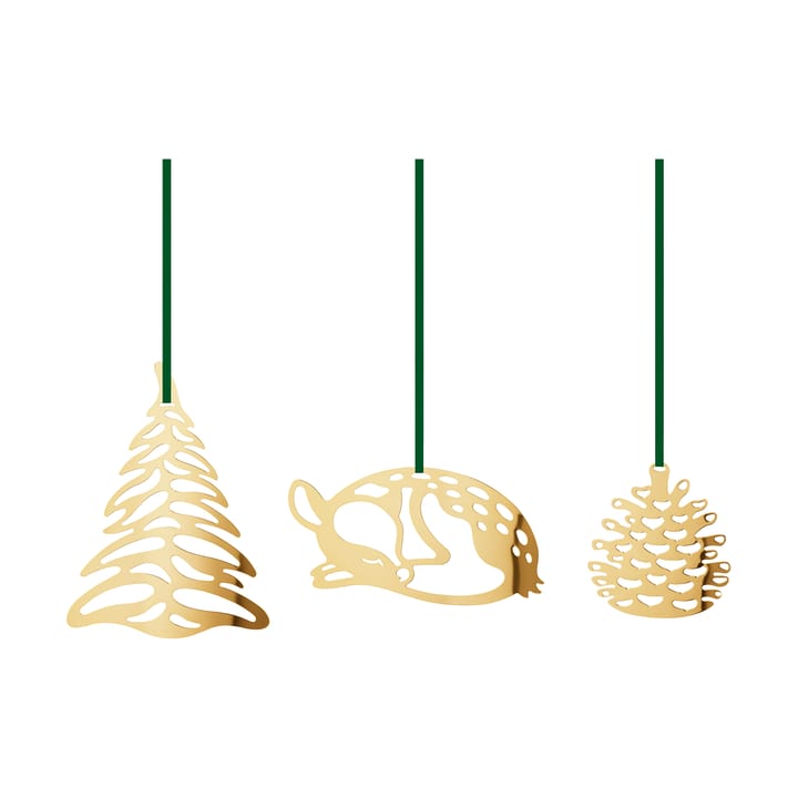 Set decorazioni natalizie, anno 2023, 3 pezzi, Laminato in oro Georg Jensen